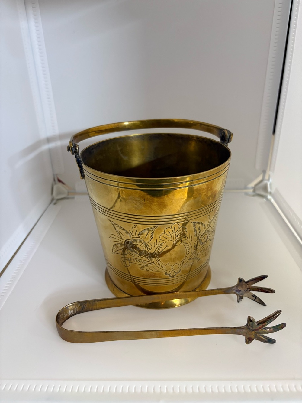 Vintage Emboss Brass Small Ice Bucket